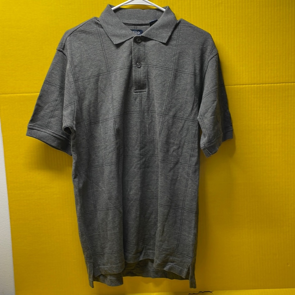Izod polo short sleeve shirt, men’s size small. Gray black plaid. New with tags